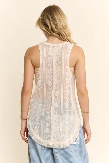 Davi & Dani USA Patchwork Lace Top in Natural