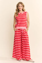 Load image into Gallery viewer, Davi &amp; Dani Towel Knit Striped Set in Pink Red
