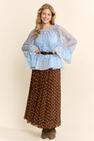 Davi & Dani OVERSIZED Floral Sheer Lace Top in Light Blue