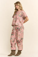 Davi & Dani Garden Flower Printed French Terry Set in Pink