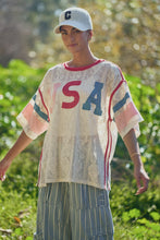 Load image into Gallery viewer, Davi &amp; Dani USA Patchwork Lace Top With Inner Tank Top in Natural
