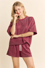 Load image into Gallery viewer, Davi &amp; Dani OVERSIZED Striped Top and Shorts Set in Dusty Pink Multi
