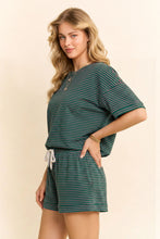 Load image into Gallery viewer, Davi &amp; Dani OVERSIZED Striped Top and Shorts Set in Green/Pink
