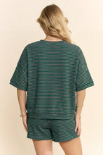 Load image into Gallery viewer, Davi &amp; Dani OVERSIZED Striped Top and Shorts Set in Green/Pink
