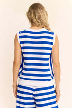 Load image into Gallery viewer, Davi &amp; Dani Towel Knit Striped Set in White Seablue
