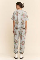 Davi & Dani Floral Bouquet Printed Soft Scuba Set in Heather Grey