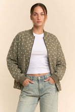 Load image into Gallery viewer, Davi &amp; Dani Polka Dot Cotton Twill Bomber Jacket in Olive
