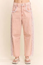 Load image into Gallery viewer, Davi &amp; Dani Baggy High Waisted Lace Trim Jeans in Pale Pink
