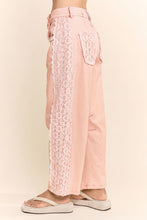Load image into Gallery viewer, Davi &amp; Dani Baggy High Waisted Lace Trim Jeans in Pale Pink
