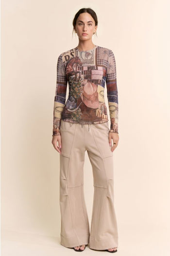 Davi & Dani WESTERN Sheer Mesh Top in Wild Horse