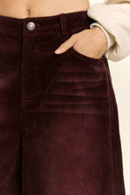 Load image into Gallery viewer, Davi &amp; Dani Washed Corduroy Wide Leg Bermuda Shorts in Washed Plum
