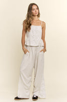 Davi & Dani Knit Set with Lace Detail in Light Heather Grey