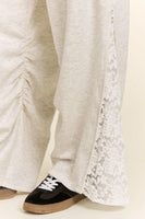 Davi & Dani Knit Set with Lace Detail in Light Heather Grey