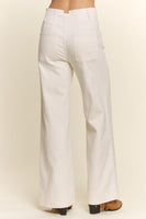 Davi & Dani High-Rise Double Button Wide-Leg Pants in Ivory
