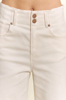 Davi & Dani High-Rise Double Button Wide-Leg Pants in Ivory