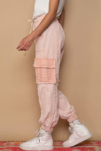 Load image into Gallery viewer, POL Distressed Denim Cargo Joggers in Coral Haze
