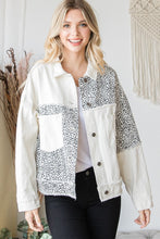 Load image into Gallery viewer, Oli &amp; Hali White Denim Jacket with Leopard Details Jacket Oli &amp; Hali   
