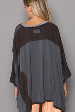 Load image into Gallery viewer, POL Oversize High Low Contrast V-Neck 3/4 Sleeve Top in Charcoal Shirts &amp; Tops POL Clothing   
