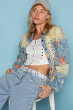 Load image into Gallery viewer, POL Patchwork Print Shacket in Denim Multi
