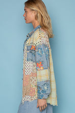 Load image into Gallery viewer, POL Patchwork Print Shacket in Denim Multi
