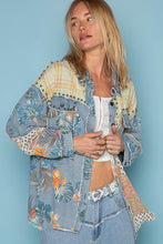 Load image into Gallery viewer, POL Patchwork Print Shacket in Denim Multi
