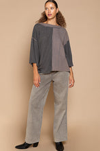 Load image into Gallery viewer, POL Oversized Mixed Fabric Top in Charcoal ON ORDER
