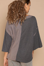 Load image into Gallery viewer, POL Oversized Mixed Fabric Top in Charcoal ON ORDER
