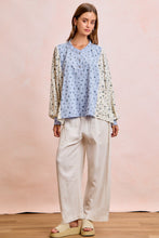 Load image into Gallery viewer, BiBi Floral Print Mix N Match Henley Top in Light Blue
