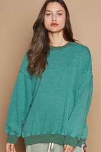 Load image into Gallery viewer, POL Vintage Washed Terry Knit top in Pine Green
