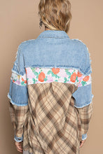 Load image into Gallery viewer, POL OVERSIZED Mixed Fabric Button Down Shacket in Denim Multi
