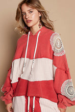 Load image into Gallery viewer, POL OVERSIZED French Terry and Sweater Knit Hooded Top in Tomato
