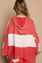 Load image into Gallery viewer, POL OVERSIZED French Terry and Sweater Knit Hooded Top in Tomato
