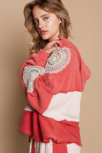 Load image into Gallery viewer, POL OVERSIZED French Terry and Sweater Knit Hooded Top in Tomato
