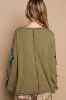 POL USA and Star Patched Lightweight Top in Olive