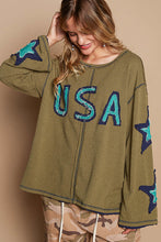 Load image into Gallery viewer, POL USA and Star Patched Lightweight Top in Olive
