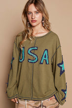 Load image into Gallery viewer, POL USA and Star Patched Lightweight Top in Olive
