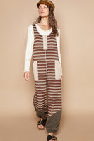 POL Striped Pattern Jumpsuit in Choco/Latte