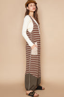 POL Striped Pattern Jumpsuit in Choco/Latte