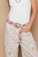 POL Stitched Belt in Pink Floral