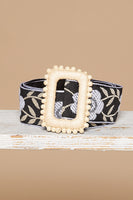 POL Floral Stitched Belt in Black/White ON ORDER