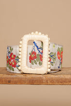 Load image into Gallery viewer, POL Floral Rattan Buckle Belt in Cream/Ruby
