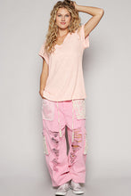 Load image into Gallery viewer, POL Ribbed Jersey Knit V-Neck Top in Powder Peach
