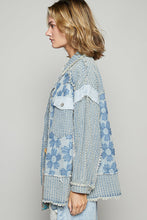 Load image into Gallery viewer, POL Textured Flower and Knit Jacket in Denim Multi
