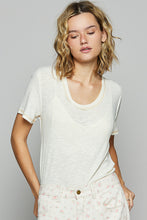 Load image into Gallery viewer, POL Ribbed Jersey Knit Round Neck Top in Eggshell
