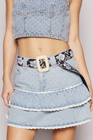 POL Floral Stitched Belt in Black/White ON ORDER