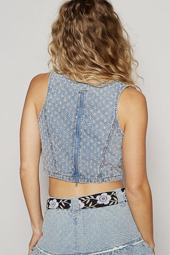 POL Floral Stitched Belt in Black/White ON ORDER