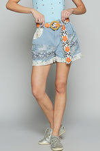 Load image into Gallery viewer, POL Twill Shorts with Patchwork in Blue Multi
