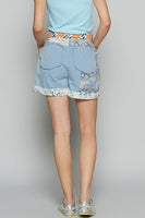 POL Twill Shorts with Patchwork in Blue Multi