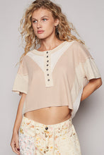 Load image into Gallery viewer, POL CROPPED Half Front Button Top in Beige Multi
