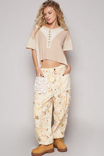 Load image into Gallery viewer, POL CROPPED Half Front Button Top in Beige Multi
